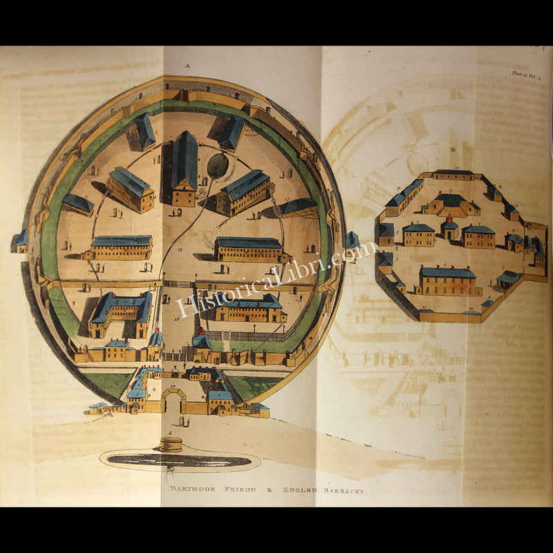 Ackermann's Repository 1810 September Plate 19 Dartmoor Prison & English Barracks