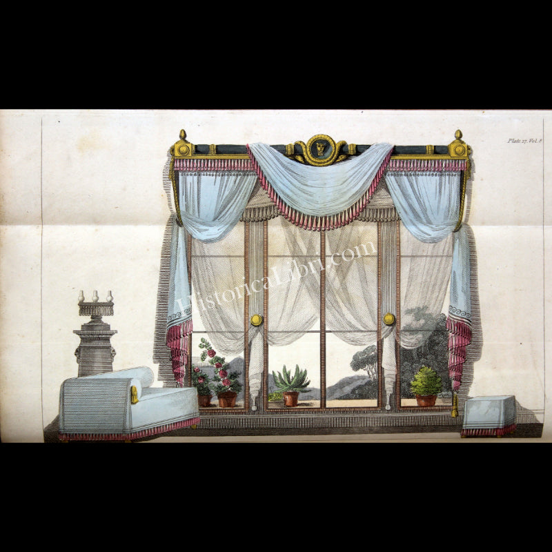 Ackermann's Repository 1812 September Plate 17 Drawing Room Window Curtains