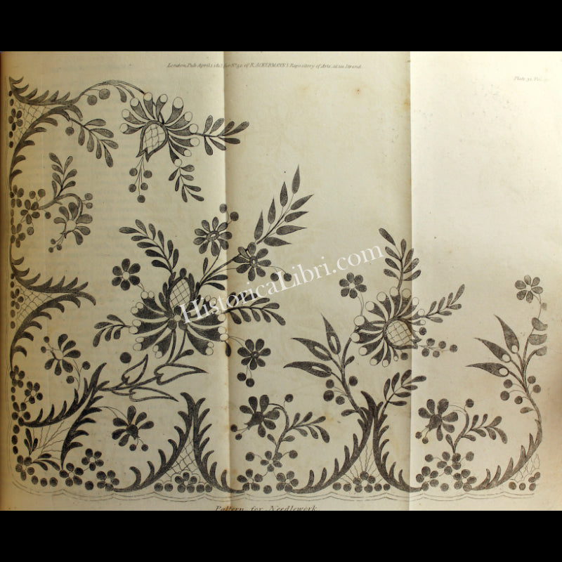 Ackermann's Repository 1813 April Plate 32 Pattern for Needlework