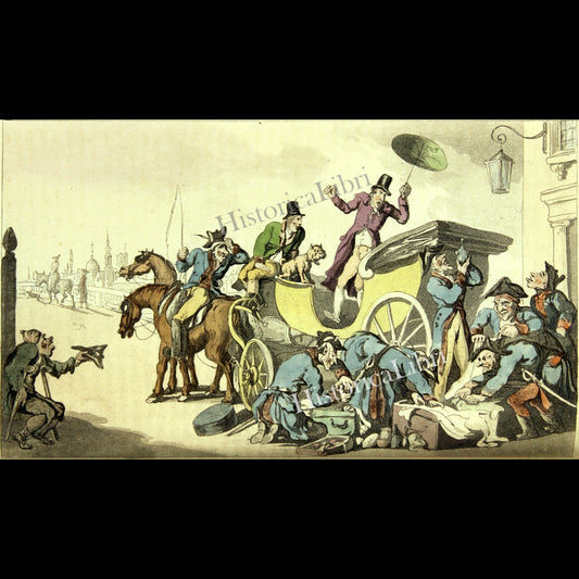 Ackermann's Repository 1817 February Plate 8 Searched by the Douaniers on the French Frontier