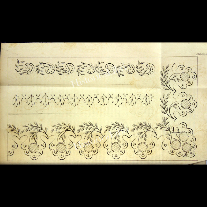 Ackermann's Repository 1817 March Plate 18 Needlework Patterns