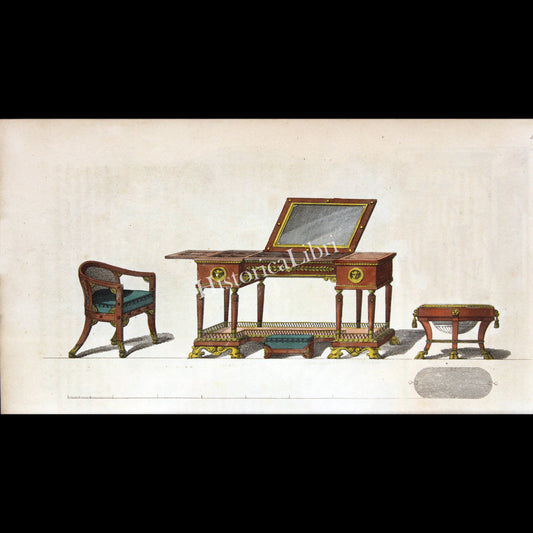 Ackermann's Repository 1809 September Plate 13 Ladies Toilette, Fauteuil and Footstool