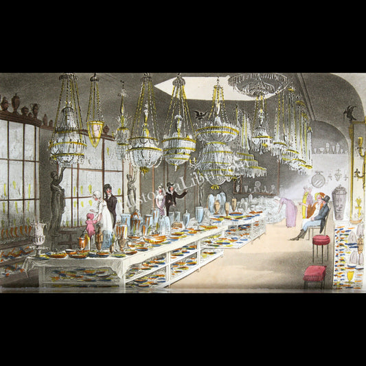 Ackermann's Repository 1809 May Plate 22 Messers Pelliat and Green's Shew-Room, St Paul's Church-yard