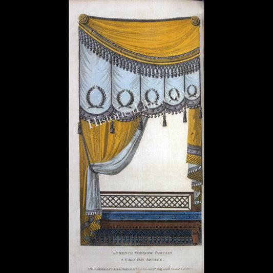 Ackermann's Repository 1809 October Plate 26 A French Window Curtain & Grecian Settee