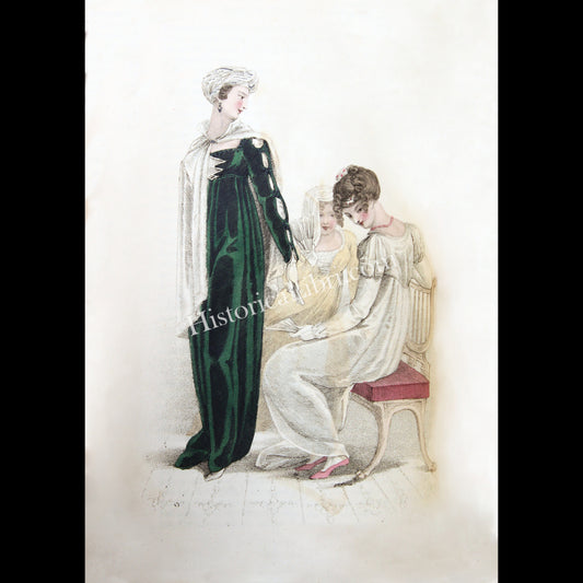 Ackermann's Repository 1810 April Plate 25 Ladies Evening or Opera Dress