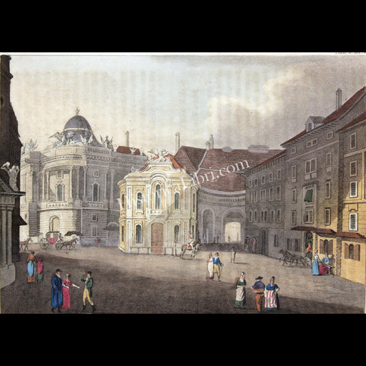 Ackermann's Repository 1810 August Plate 9 Michael's Place & the Imperial Palace, Vienna