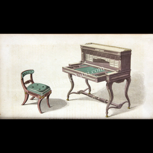 Ackermann's Repository 1810 January Plate 3 Cabinet Writing Table and Chair