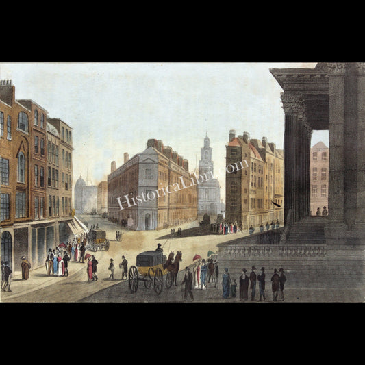 Ackermann's Repository 1810 September Plate 16 View of Cornill Lobard Street & Manson House