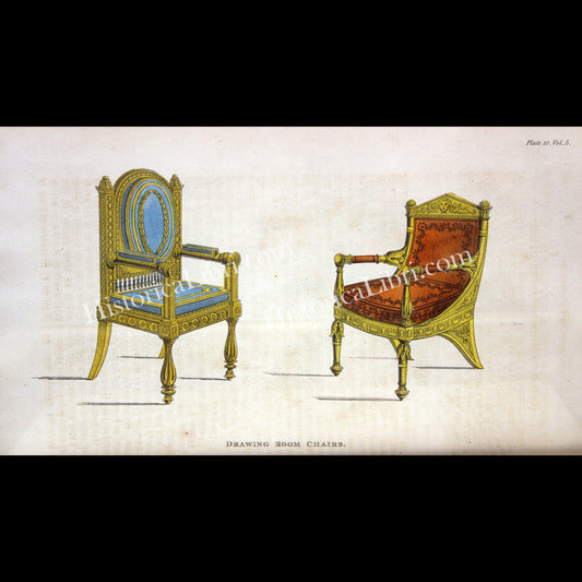 Ackermann's Repository 1811 February Plate 10 Drawing Room Chairs