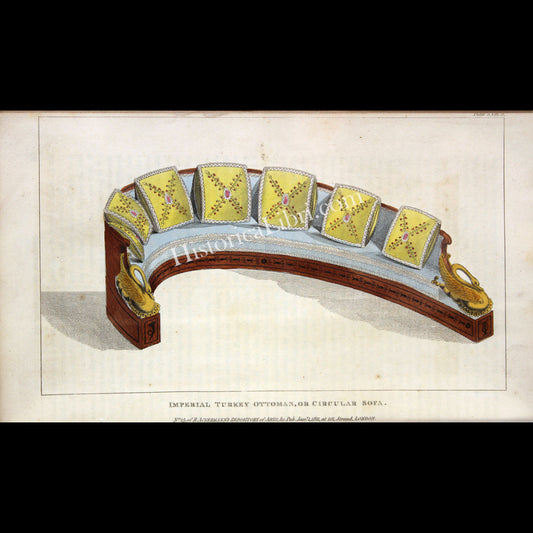 Ackermann's Repository 1811 January Plate 5 Imperial Turkey Ottoman, or Circular Sofa