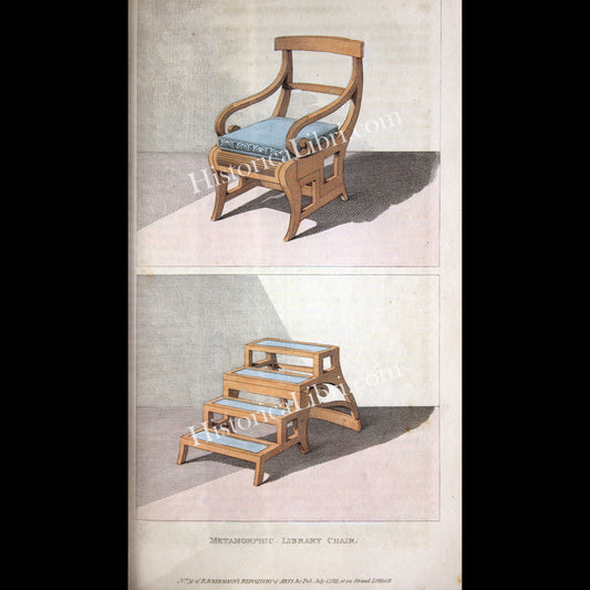 Ackermann's Repository 1811 July Plate 3 Metamorphic Library Chair