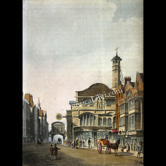 Ackermann's Repository 1812 February Plate 8 View of St. Dunstant's Church, Fleet Street