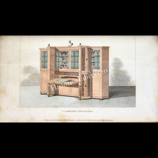 Ackermann's Repository 1812 March Plate 17 A Library Bookcase