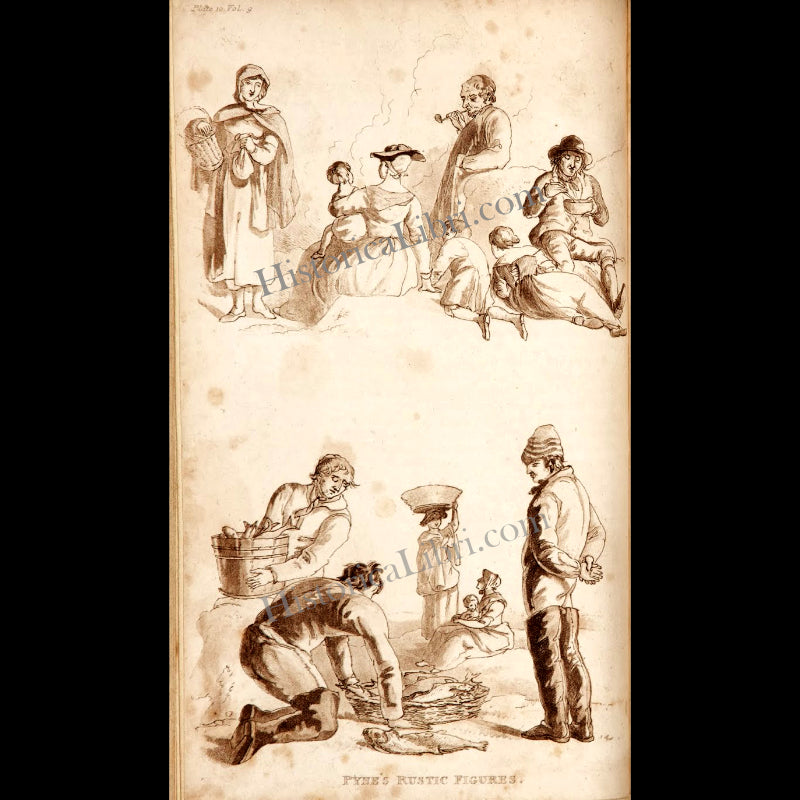 Ackermann's Repository 1813 February Plate 10 Pyne's Rustic Figures