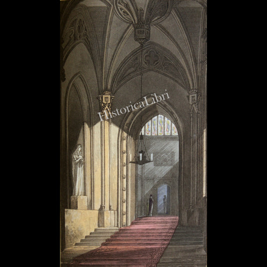 Ackermann's Repository 1813 March Plate 17 Gothic Staircase & Vestibule