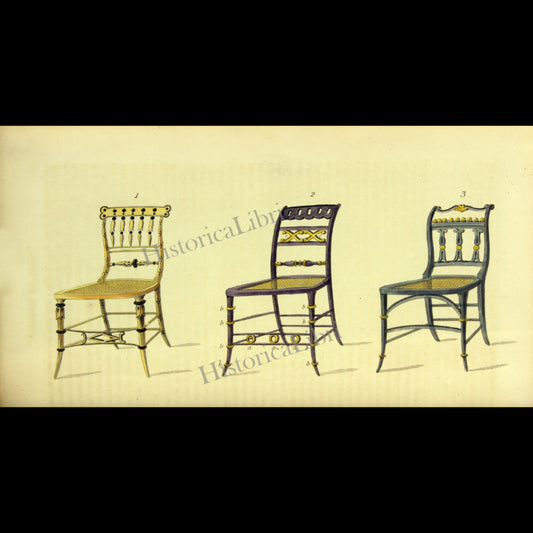 Ackermann's Repository 1814 August Plate 8 Bed Room Chairs