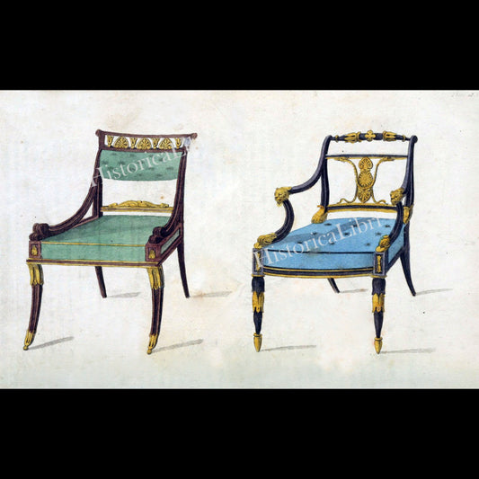 Ackermann's Repository 1814 December Plate 28 Drawing Room Chairs