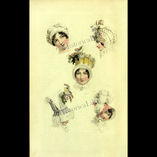 Ackermann's Repository 1814 December Plate 29 Head Dresses