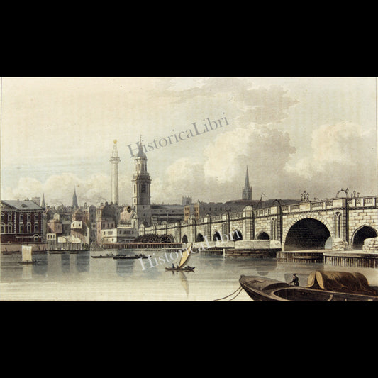 Ackermann's Repository 1814 July Plate 1 View of London Bridge