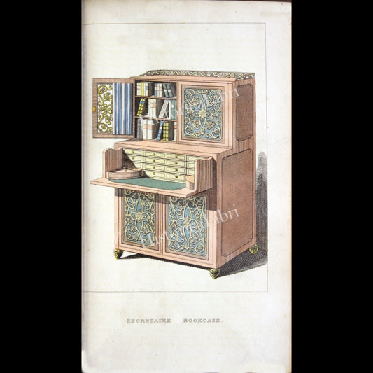 Ackermann's Repository 1814 March Plate 15 Secretaire Bookcase