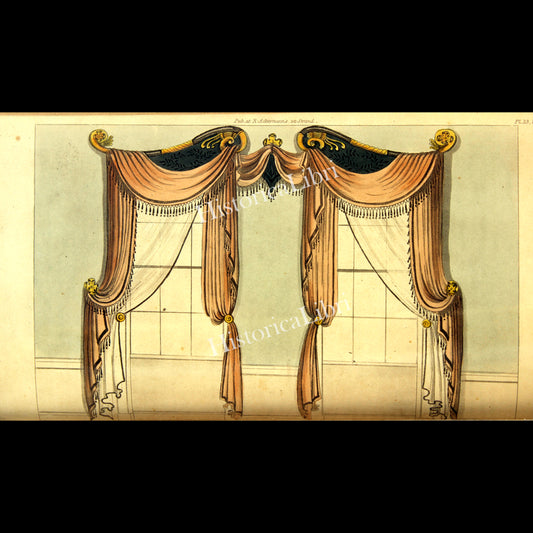 Ackermann's Repository 1815 September Plate 13 Boudoir Window Curtains