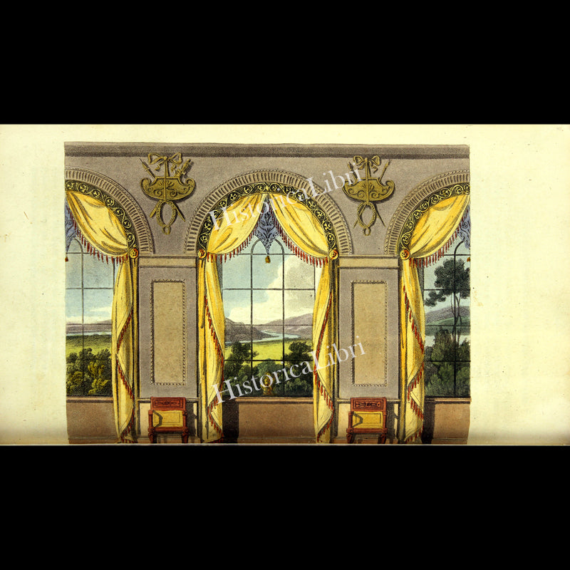 Ackermann's Repository 1816 August Plate 8 Dining Room Window Curtains