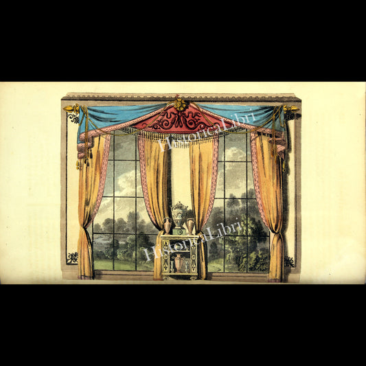 Ackermann's Repository 1816 February Plate 8 Drawing Room Window Curtain