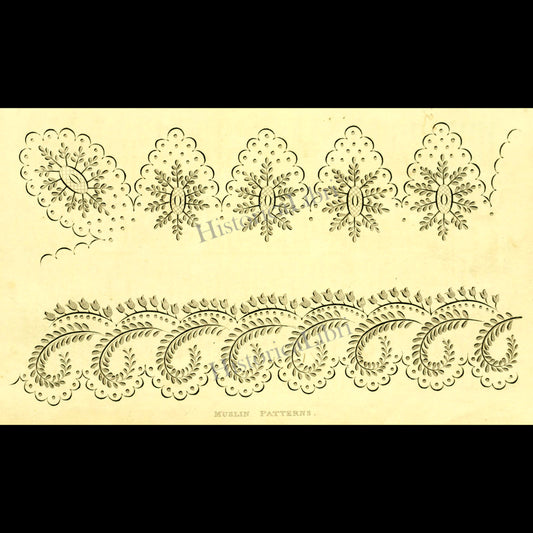Ackermann's Repository 1816 June Plate 35 Muslin Patterns