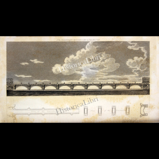 Ackermann's Repository 1816 November Plate 27 A Plan and Elevation of the New Bridge Now Building Over the River Thames