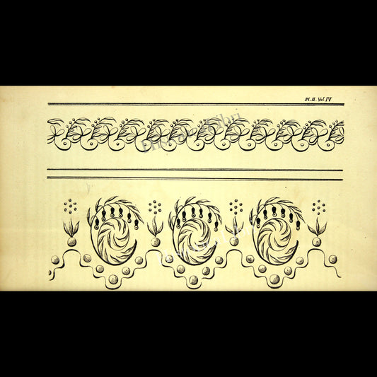 Ackermann's Repository 1817 August Plate 11 Needlework Patterns