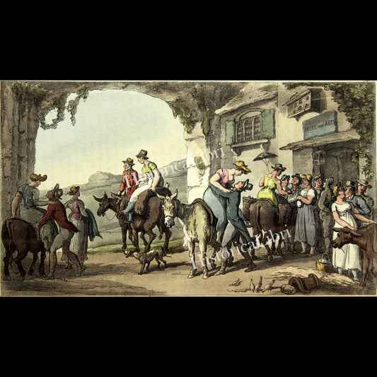Ackermann's Repository 1817 August Plate 7 Pleasures of a Poste Aux Anes