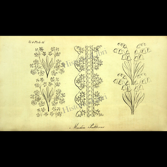 Ackermann's Repository 1817 December Plate 35 Muslin Patterns