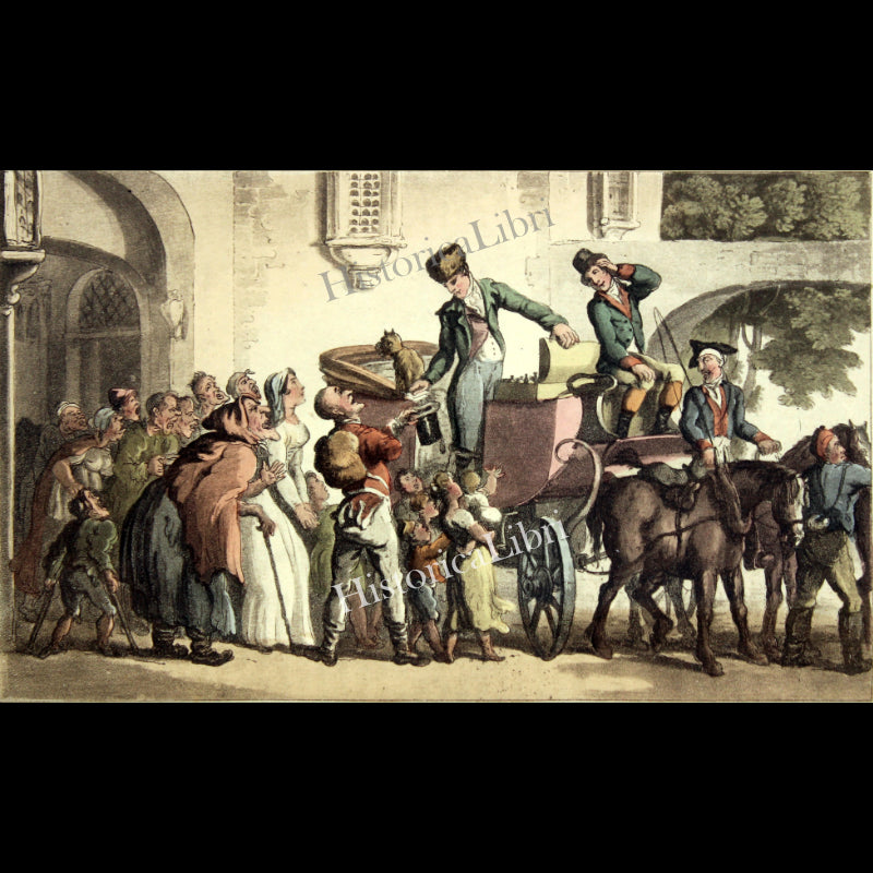 Ackermann's Repository 1817 June Plate 33 Liberality to Inform Beggars on Leaving Yvri