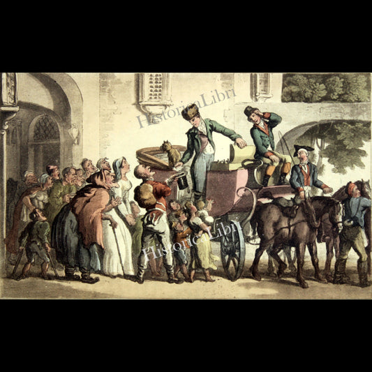 Ackermann's Repository 1817 June Plate 33 Liberality to Inform Beggars on Leaving Yvri