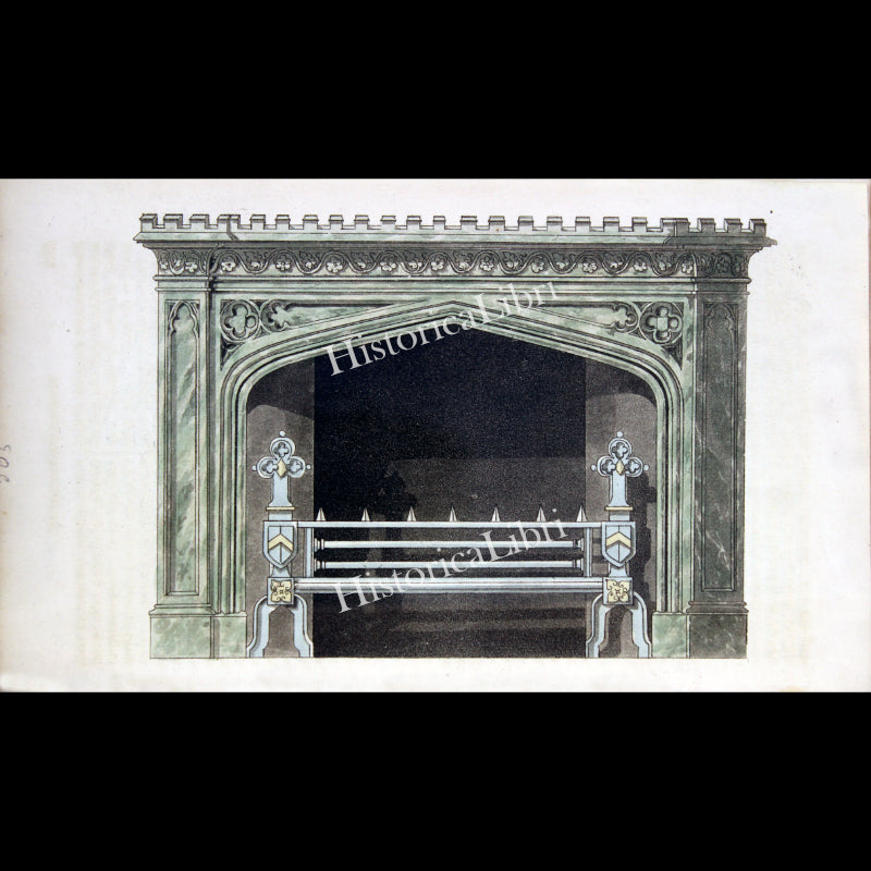 Ackermann's Repository 1817 June Plate 34 Chimney Piece of Mona Marble