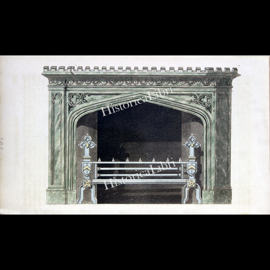 Ackermann's Repository 1817 June Plate 34 Chimney Piece of Mona Marble