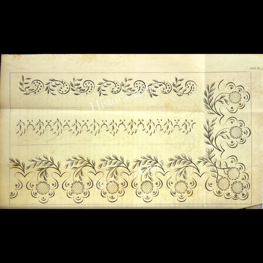 Ackermann's Repository 1817 March Plate 18 Needlework Patterns