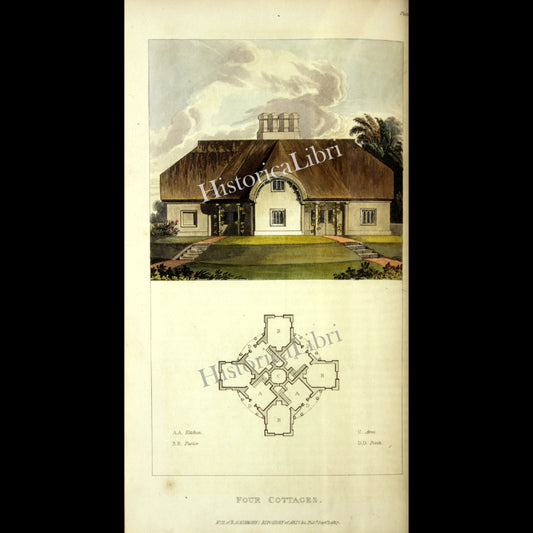 Ackermann's Repository 1817 September Plate 12 Four Cottages