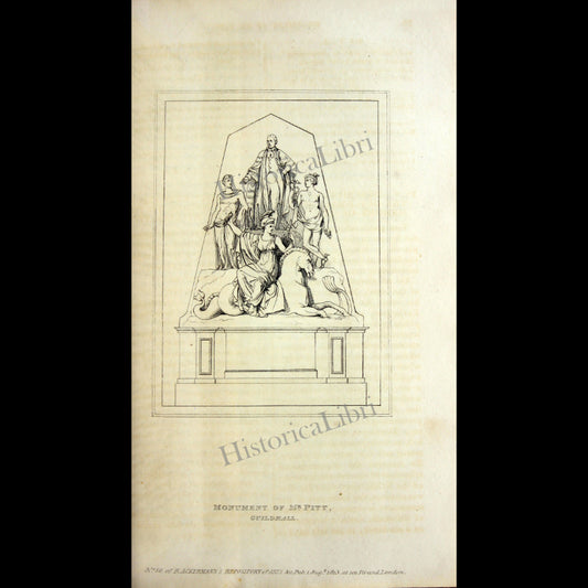 Ackermann's Repository 1813 August Plate 8 Monument of Mr. Pitt Guildhall