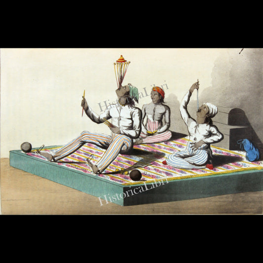 Ackermann's Repository 1813 October Plate 24 The Hindoo Jugglers now Exhibiting in Pall-Mall