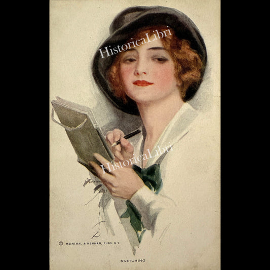 Harrison Fisher 1914 Sketching